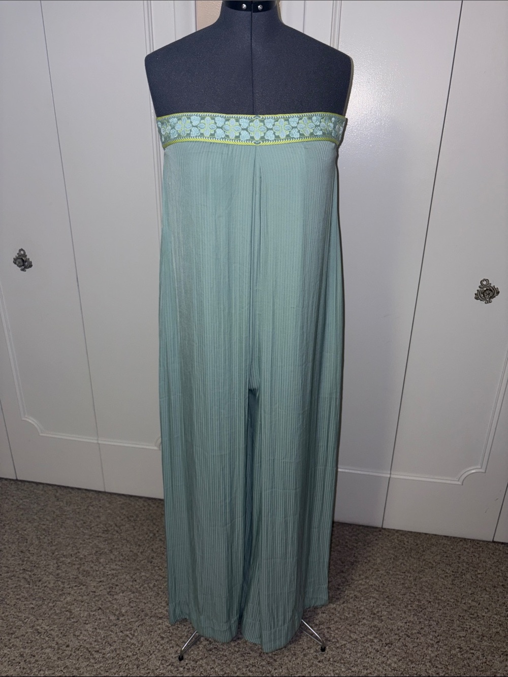 Strapless Wide-Leg Jumpsuit with Embroidered Bandeau by Free People
